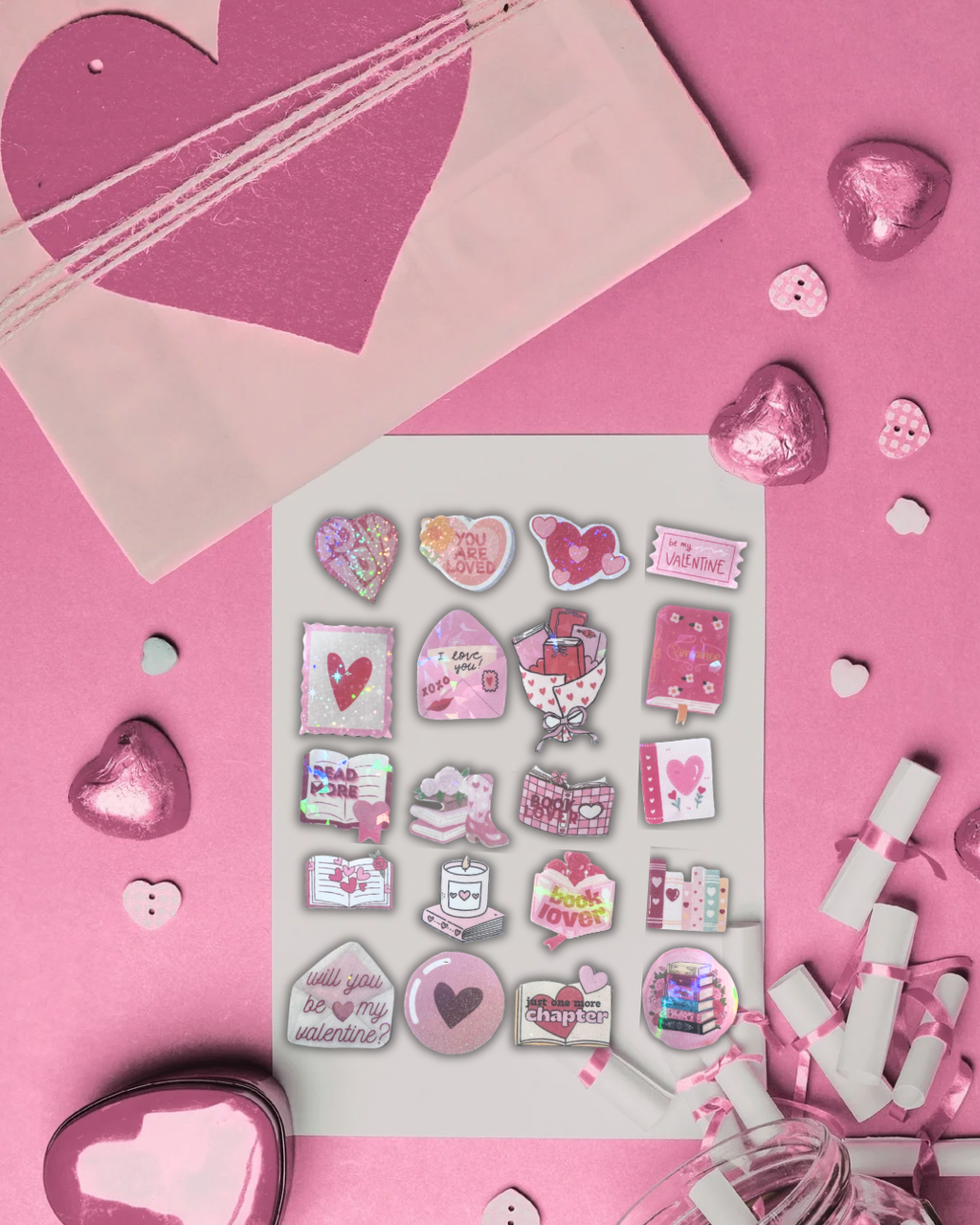 VALENTINE’S DAY SPECIAL - Handcrafted Stickers | Bookish Merch | Decorative Stickers - Pack of 20