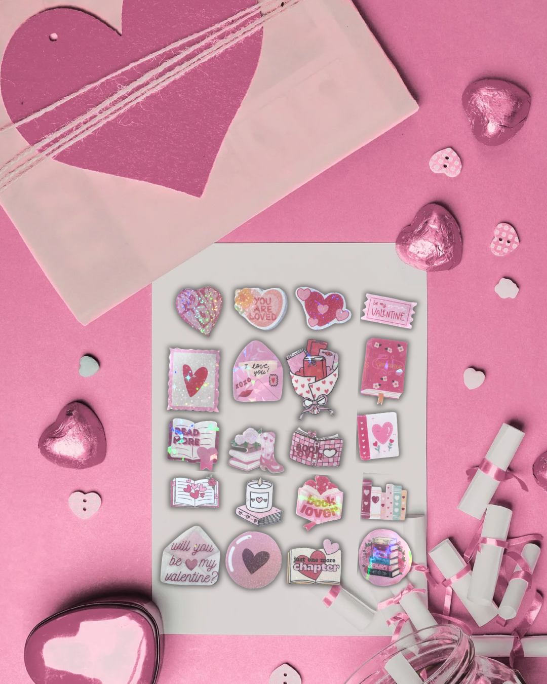 VALENTINE’S DAY SPECIAL - Handcrafted Stickers | Bookish Merch | Decorative Stickers - Pack of 20